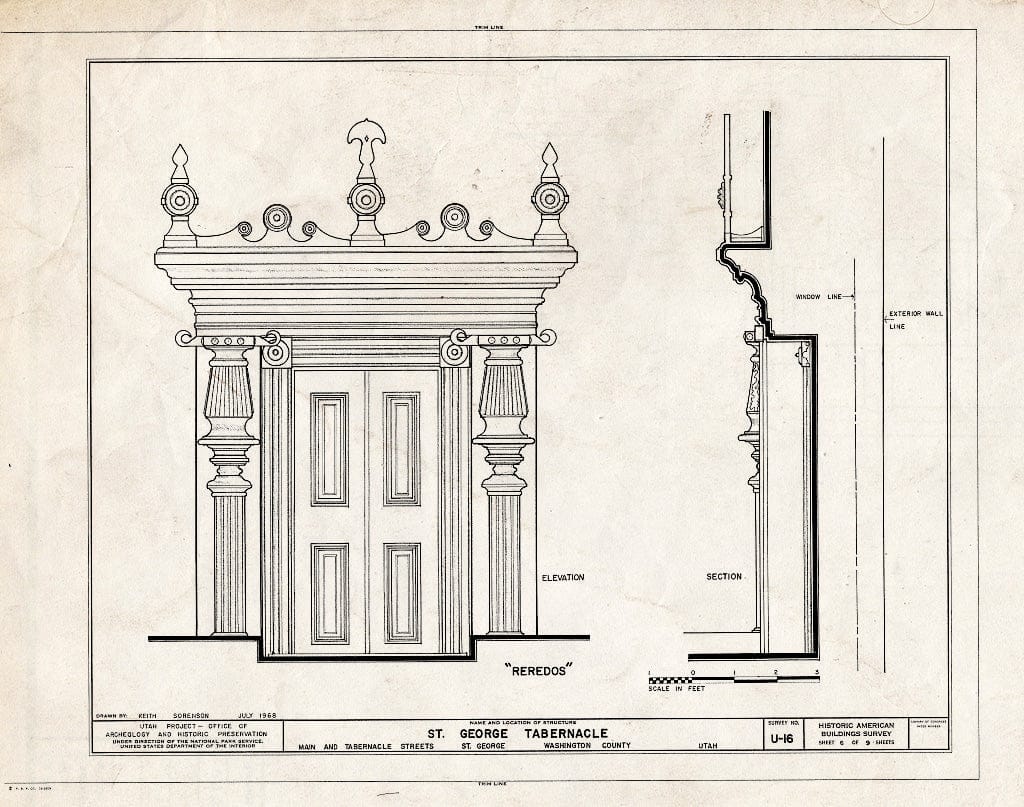 Blueprint HABS Utah,27-SAGEO,9- (Sheet 6 of 9) - St. George Tabernacle, Main Street and Tabernacle Streets, Saint George, Washington County, UT