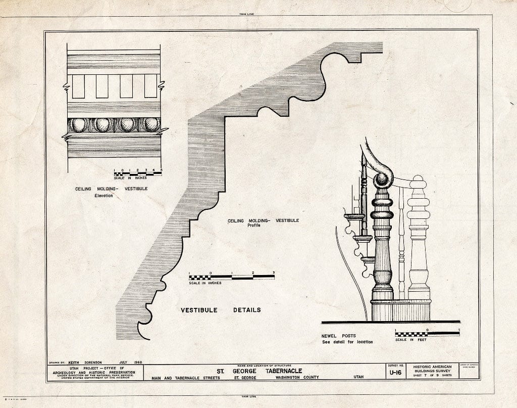 Blueprint HABS Utah,27-SAGEO,9- (Sheet 7 of 9) - St. George Tabernacle, Main Street and Tabernacle Streets, Saint George, Washington County, UT