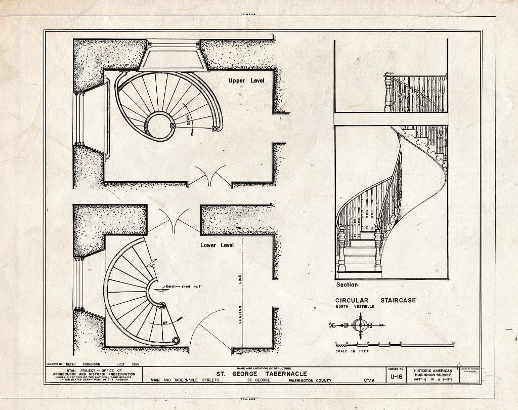 Blueprint HABS Utah,27-SAGEO,9- (Sheet 9 of 9) - St. George Tabernacle, Main Street and Tabernacle Streets, Saint George, Washington County, UT