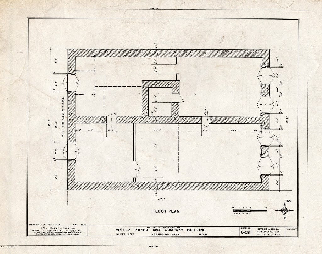 Blueprint HABS Utah,27-SILV,1- (Sheet 2 of 2) - Wells, Fargo & Company Express Building, Main Street, Silver Reef, Washington County, UT