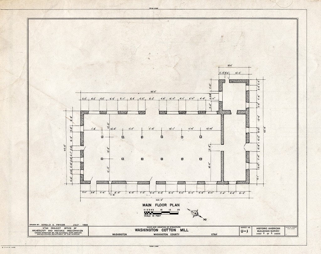 Blueprint HABS Utah,27-WASH,3- (Sheet 2 of 3) - Washington Cotton Mill, on Mill Creek Near State Highway 212, Washington, Washington County, UT