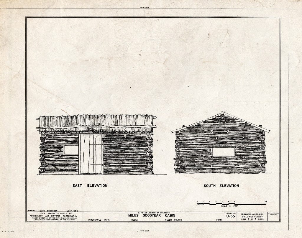 Blueprint HABS Utah,29-Ogden,2- (Sheet 3 of 3) - Miles Goodyear Cabin, Tabernacle Park, Ogden, Weber County, UT