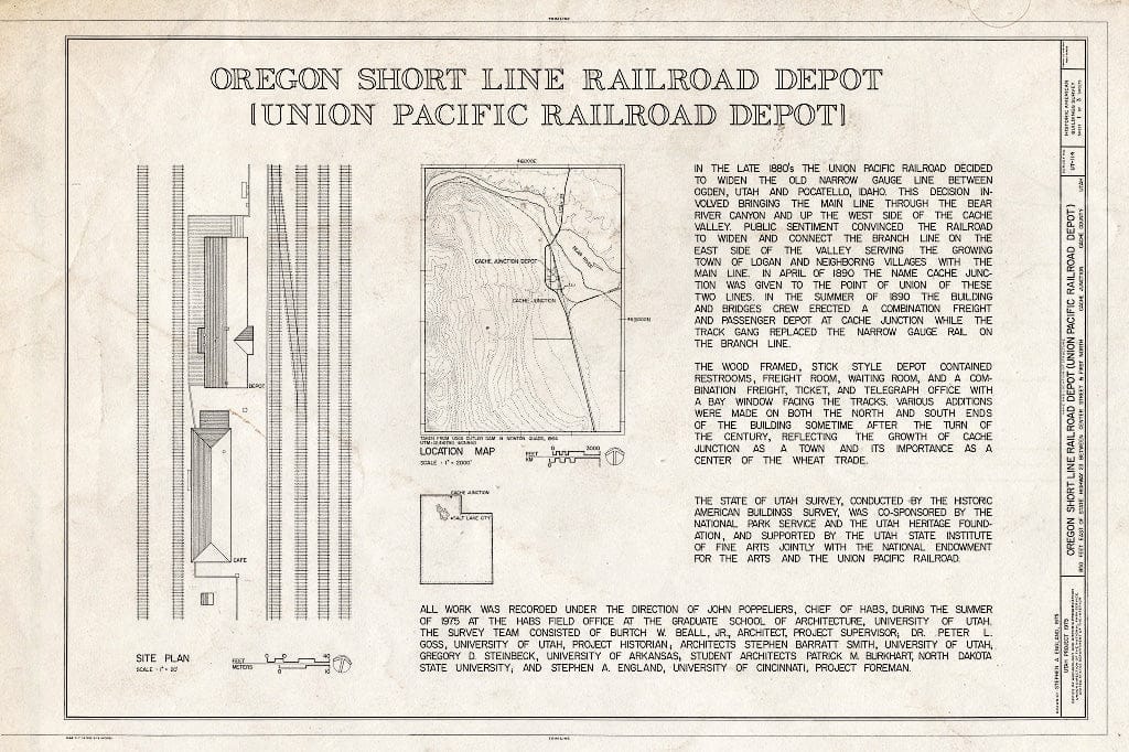 Blueprint HABS Utah,3-CAJU,1- (Sheet 1 of 3) - Oregon Short Line Railroad Depot, Highway 23, Cache Junction, Cache County, UT