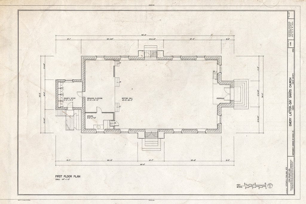 Blueprint HABS Utah,8-Emery,1- (Sheet 2 of 4) - Emery Latter-Day Saints Church, Northeast Corner of Block 23, Emery, Emery County, UT