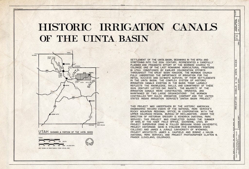 Blueprint HAER Utah,7-DUCH.V,1- (Sheet 1 of 4) - Irrigation Canals in The Uinta Basin, Duchesne, Duchesne County, UT