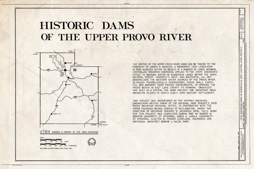 Blueprint HAER Utah,22-KAM.V,1- (Sheet 1 of 2) - High Mountain Dams in Bonneville Unit, Central Utah Project, Kamas, Summit County, UT