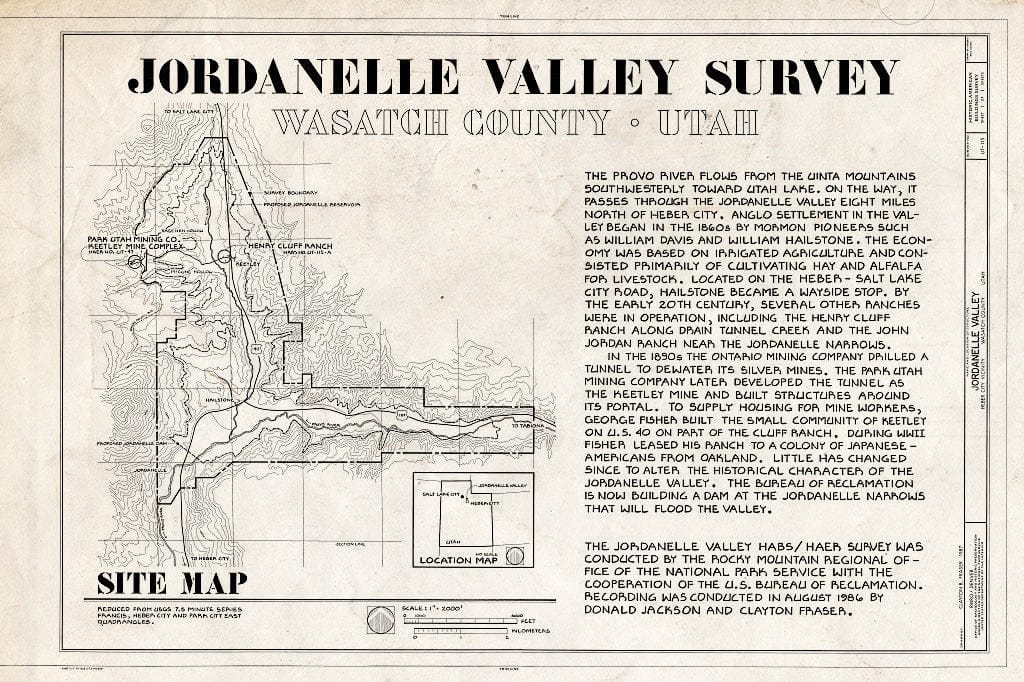 Blueprint HABS Utah,26-HEBCI.V,1- (Sheet 1 of 1) - Jordanelle Valley, Heber City, Wasatch County, UT