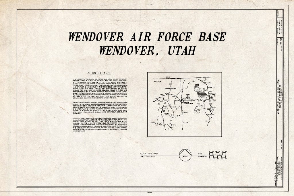 Blueprint HABS Utah,23-Wen,2- (Sheet 1 of 4) - Wendover Air Force Base, South of Interstate 80, Wendover, Tooele County, UT