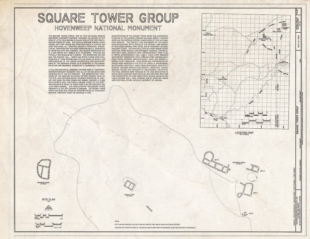 Blueprint HABS Utah,19-ANET.V,1- (Sheet 1 of 1) - Square Tower Group, Near Park Headquarters, Aneth, San Juan County, UT