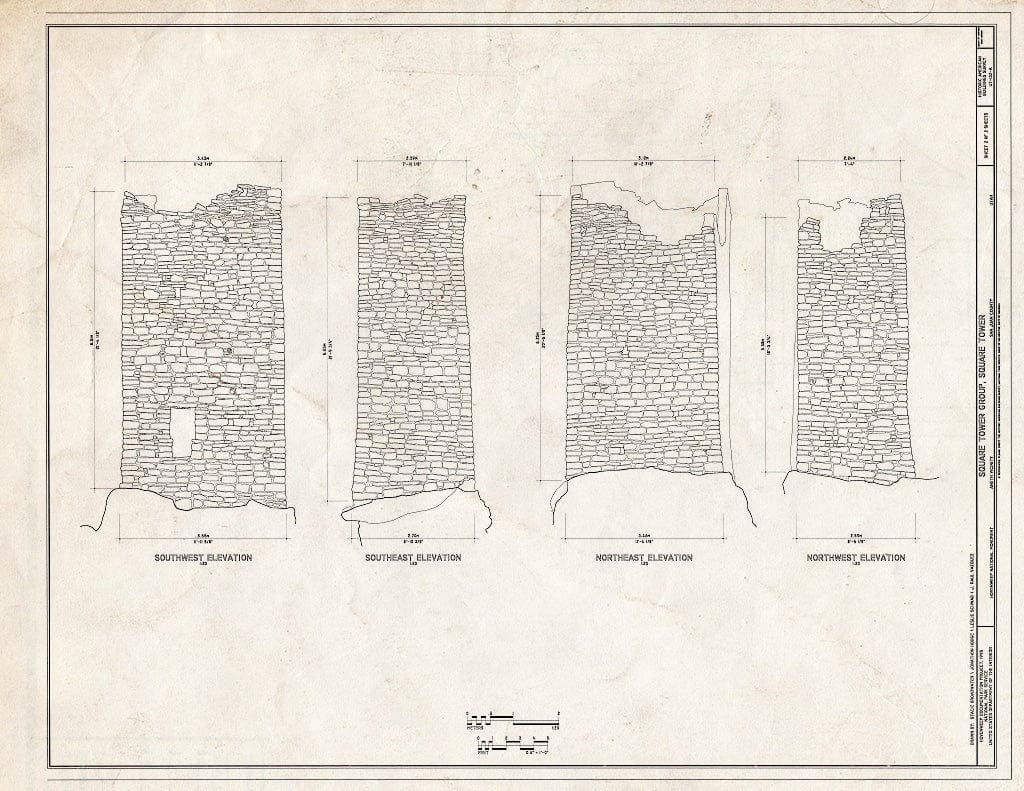 Blueprint HABS Utah,19-ANET.V,1A- (Sheet 2 of 2) - Square Tower Group, Square Tower, Near Park Headquarters, Aneth, San Juan County, UT
