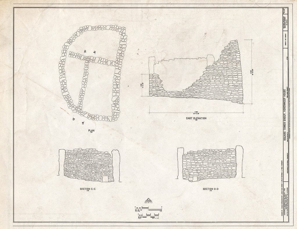 Blueprint HABS Utah,19-ANET.V,1B- (Sheet 1 of 1) - Square Tower Group, Hovenweep House, Near Park Headquarters, Aneth, San Juan County, UT