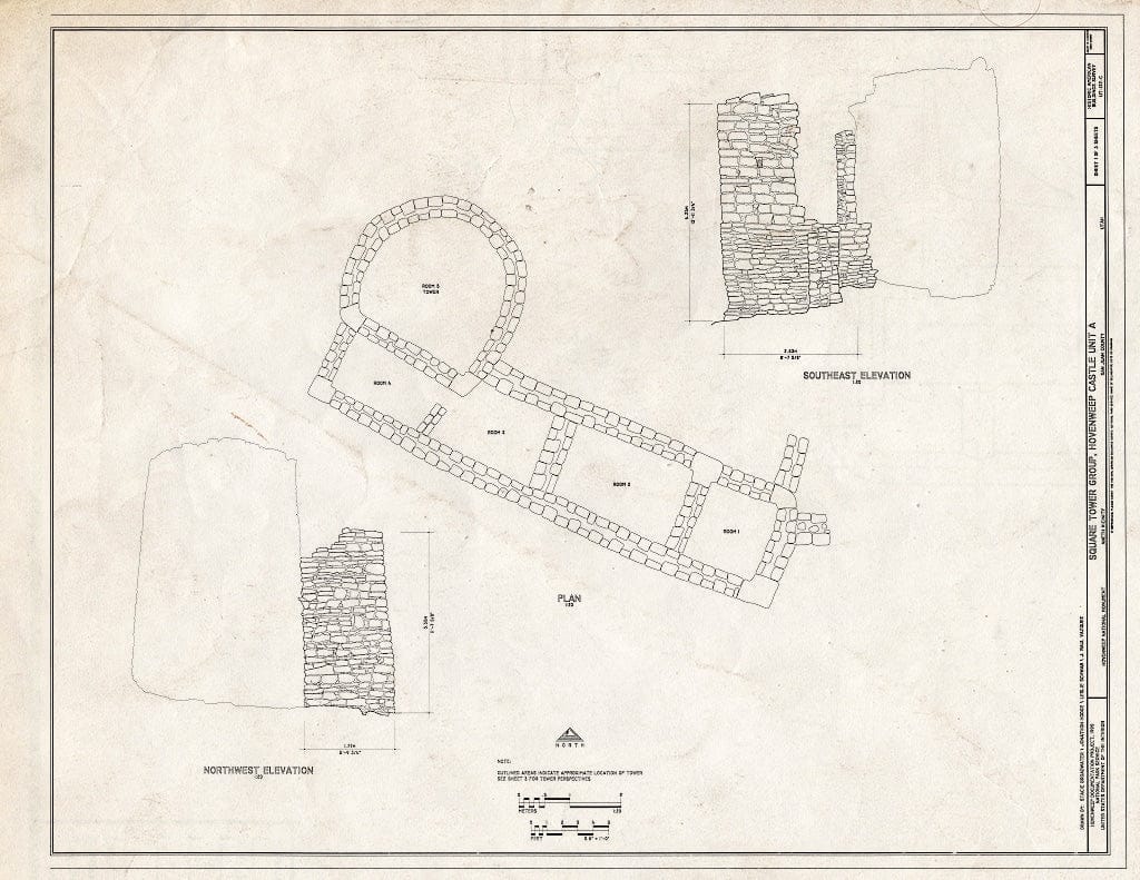 Blueprint HABS Utah,19-ANET.V,1C- (Sheet 1 of 3) - Square Tower Group, Hovenweep Castle, Near Park Headquarters, Aneth, San Juan County, UT
