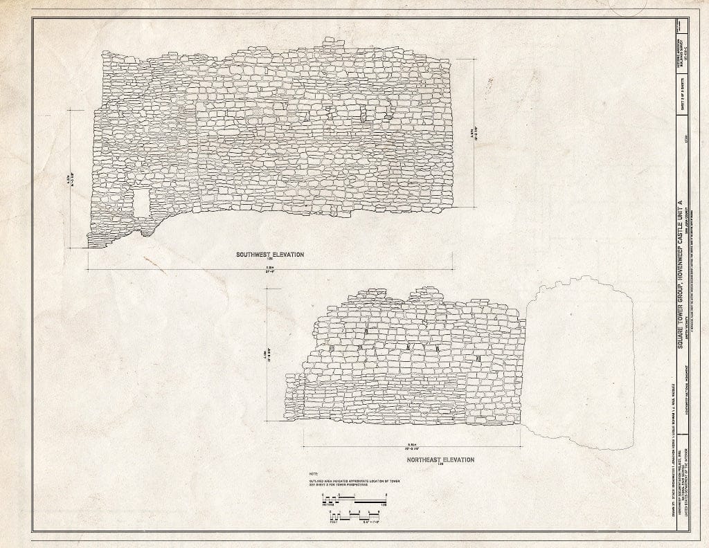 Blueprint HABS Utah,19-ANET.V,1C- (Sheet 2 of 3) - Square Tower Group, Hovenweep Castle, Near Park Headquarters, Aneth, San Juan County, UT