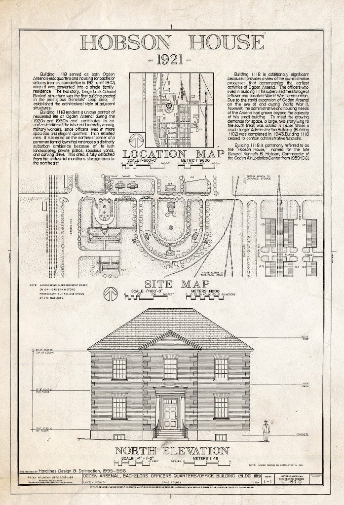 Blueprint HAER Utah,6-Lay.V,1D- (Sheet 1 of 1) - Ogden Arsenal, Bachelors Officers' Quarters-Office Building, 7973 Georgia Street, Layton, Davis County, UT