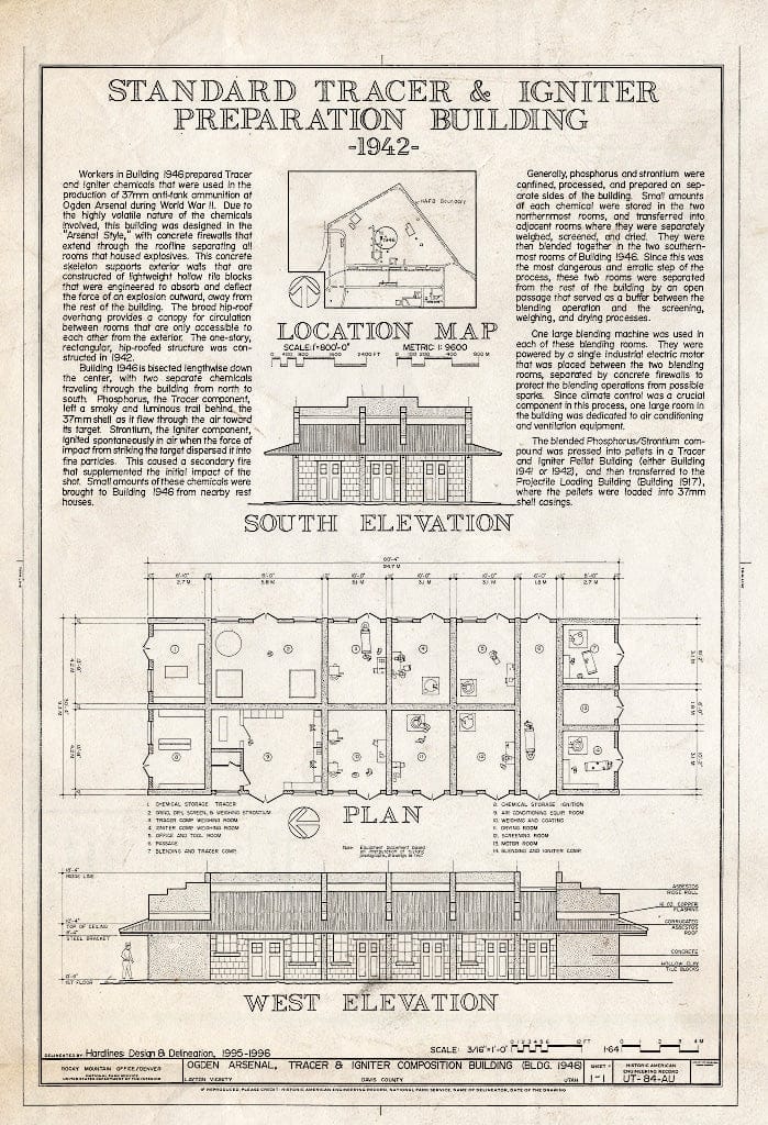Blueprint HAER Utah,6-Lay.V,1AU- (Sheet 1 of 1) - Ogden Arsenal, Tracer & Ignitor Composition Building, 6452 North Loop, Layton, Davis County, UT