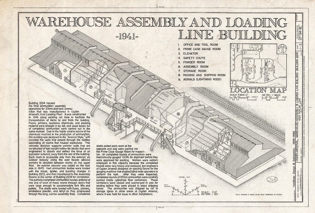 Blueprint HAER Utah,6-Lay.V,1BL- (Sheet 1 of 3) - Ogden Arsenal, Warehouse-Assembly & Loading Line Building, 6325 Poplar Lane, Layton, Davis County, UT