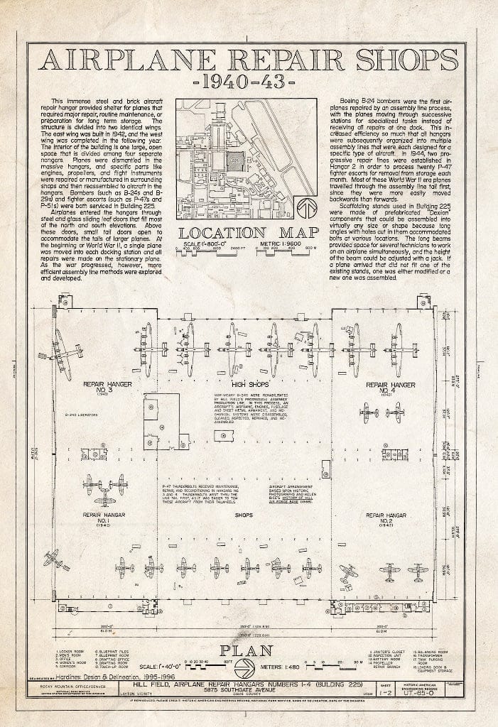 Blueprint HAER Utah,6-Lay.V,2O- (Sheet 1 of 2) - Hill Field, Airplane Repair Hangars No. 1-No. 4, 5875 Southgate Avenue, Layton, Davis County, UT