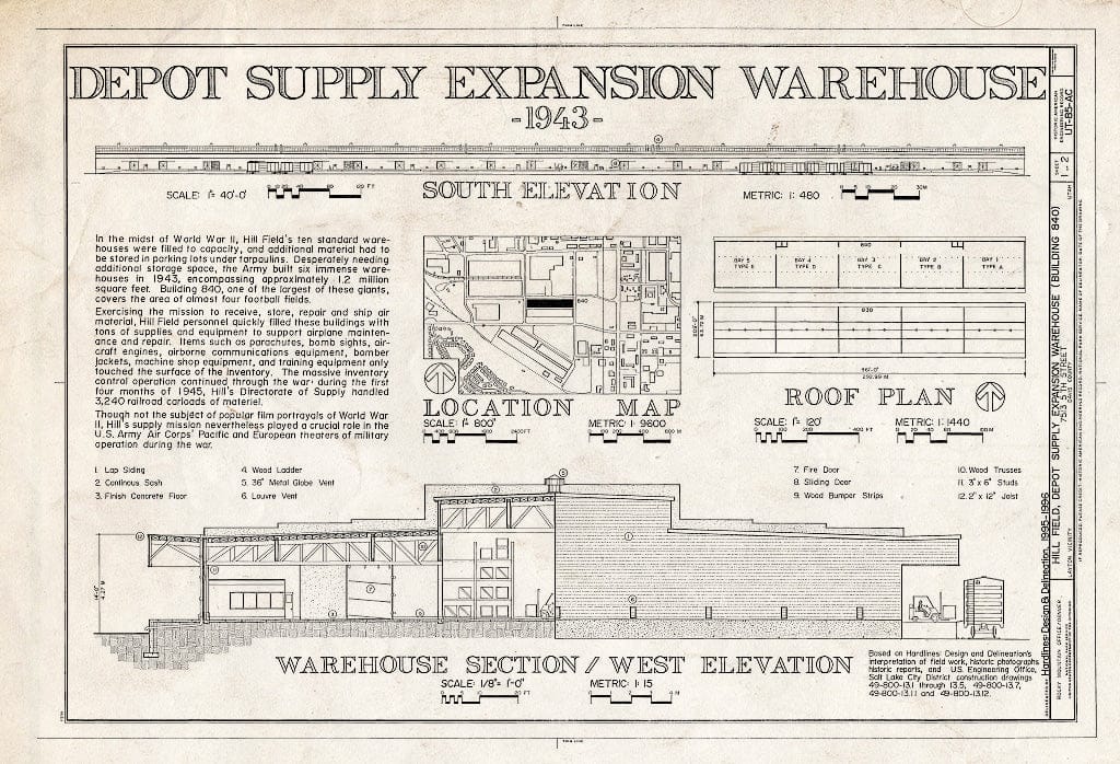 Blueprint HAER Utah,6-Lay.V,2AC- (Sheet 1 of 2) - Hill Field, Depot Supply Expansion Warehouse, 7513 Fifth Street, Layton, Davis County, UT