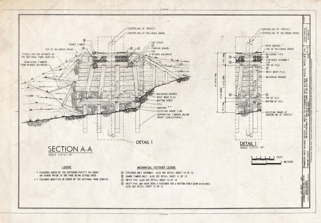 Blueprint Section - Promontory Route Railroad Trestles, S.P. Trestle 779.91, One Mile Southwest of Junction of State Highway 83 and Blue Creek, Corinne, Box Elder County, UT