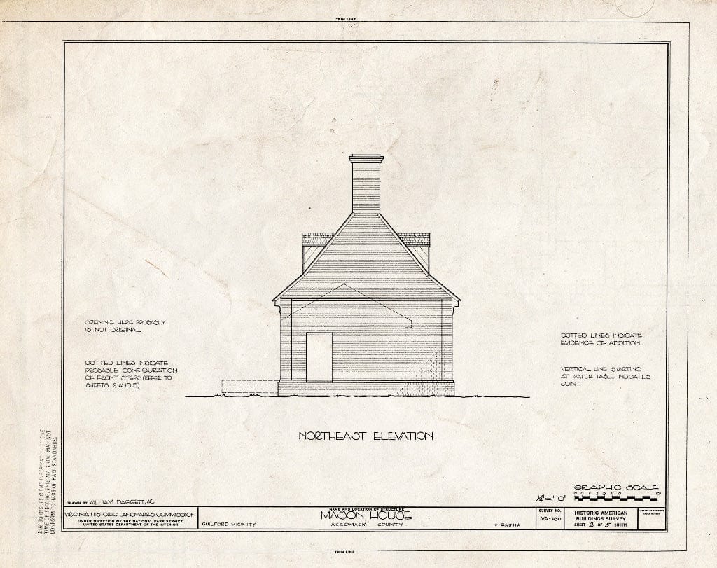 Blueprint HABS VA,1-GUIL.V,1- (Sheet 2 of 5) - Hinman-Mason House, Guilford, Accomack County, VA