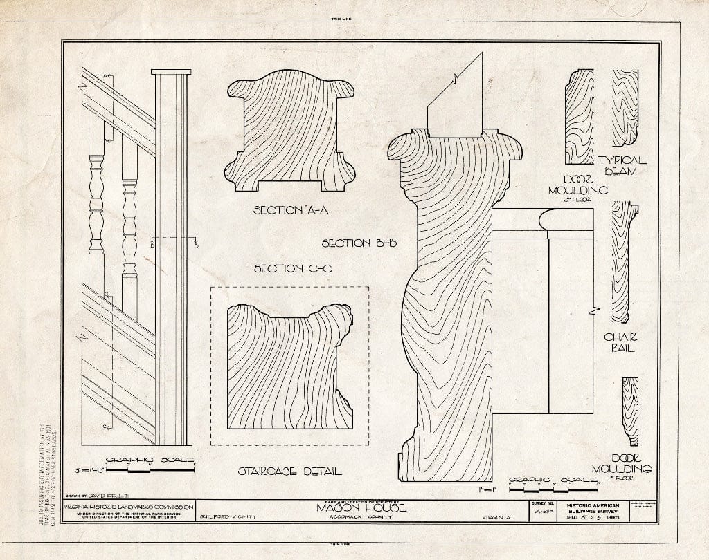 Blueprint HABS VA,1-GUIL.V,1- (Sheet 5 of 5) - Hinman-Mason House, Guilford, Accomack County, VA