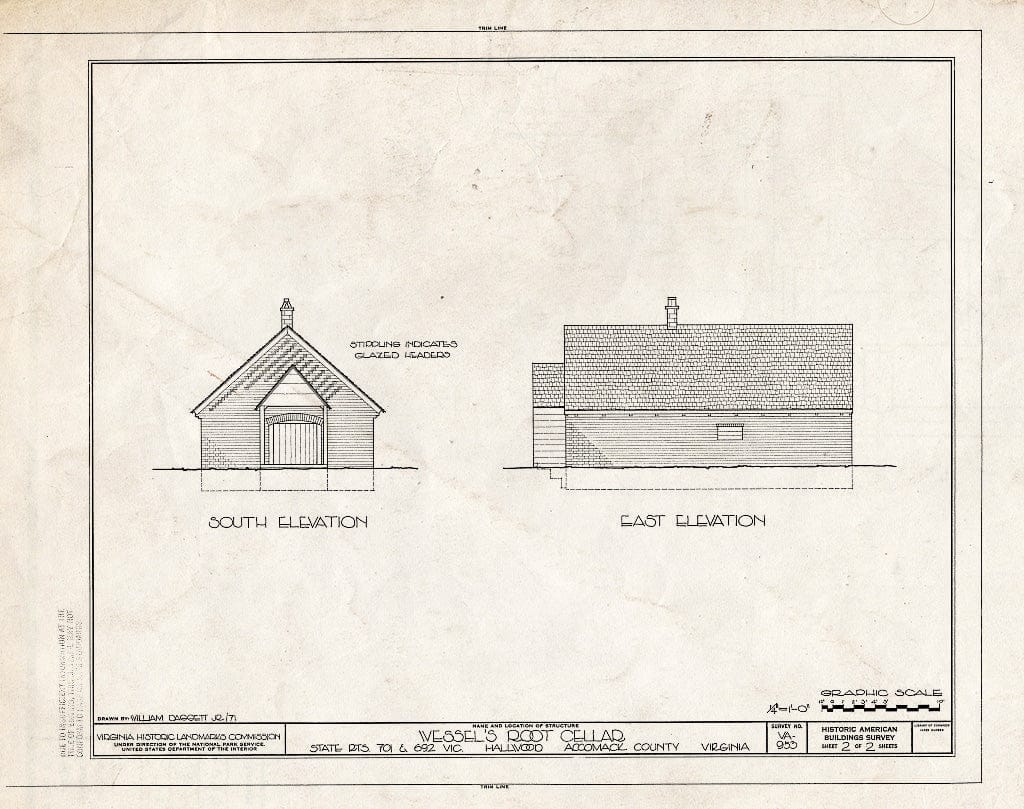 Blueprint HABS VA,1-Hall,1- (Sheet 2 of 2) - Wessel's Root Cellar, State Routes 701 & 692 Vicinity, Hallwood, Accomack County, VA