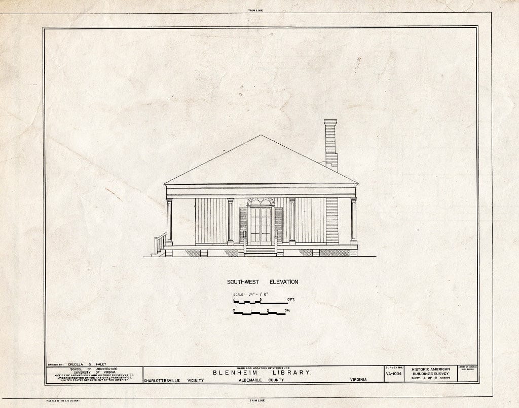 Blueprint HABS VA,2-Char.V,5A- (Sheet 4 of 8) - Blenheim Library, State Route 727, Charlottesville, Charlottesville, VA