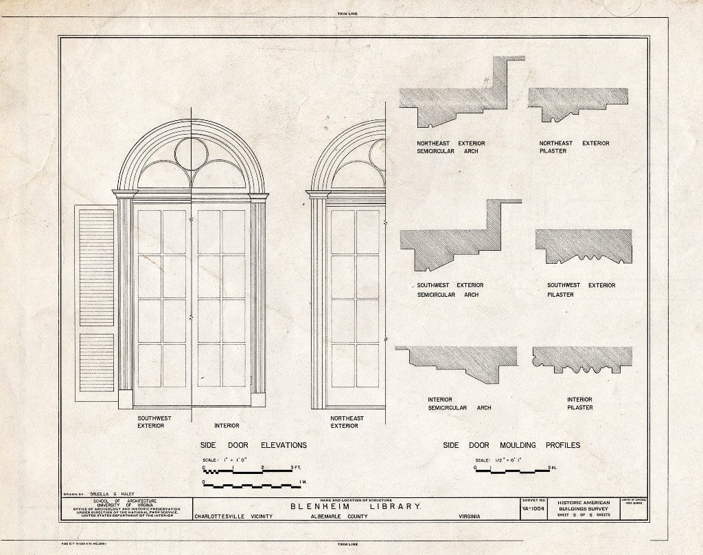 Blueprint HABS VA,2-Char.V,5A- (Sheet 8 of 8) - Blenheim Library, State Route 727, Charlottesville, Charlottesville, VA