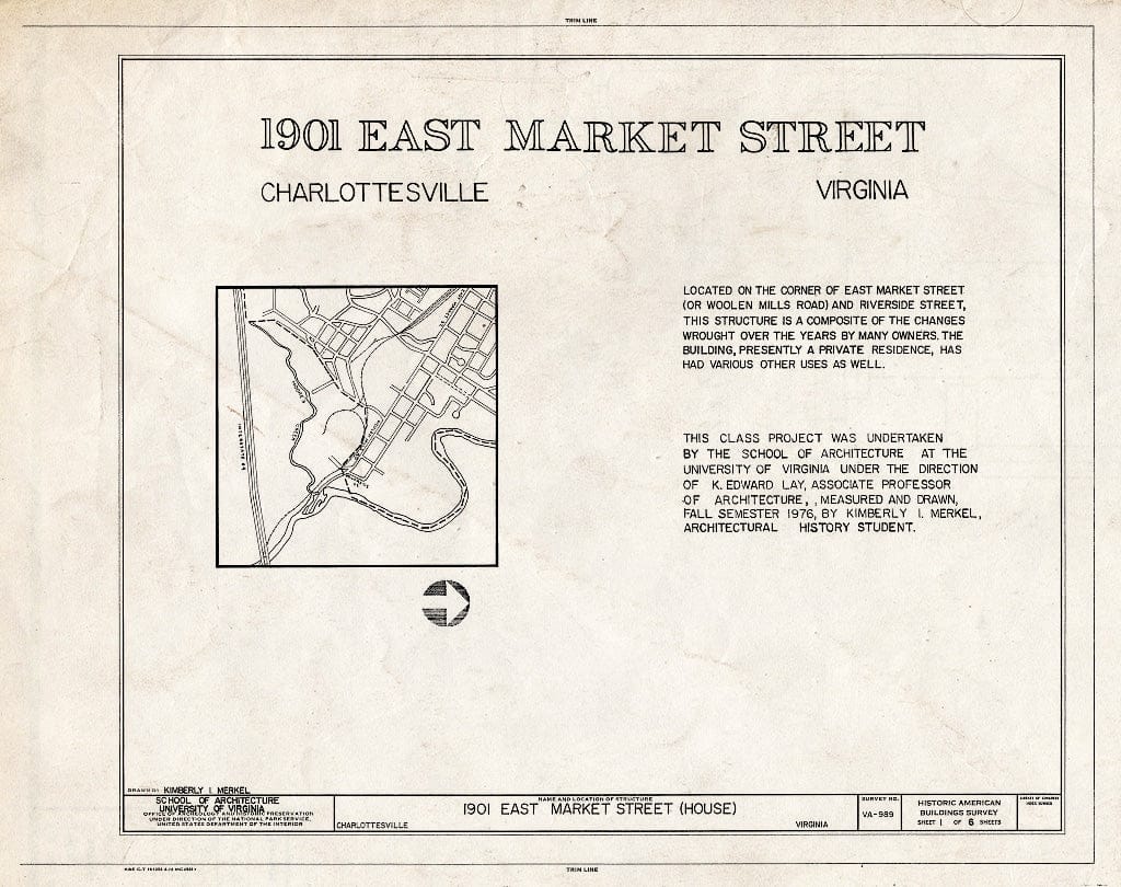 Blueprint Location map and Statement of Significance - 1901 East Market Street (House), Charlottesville, Charlottesville, VA