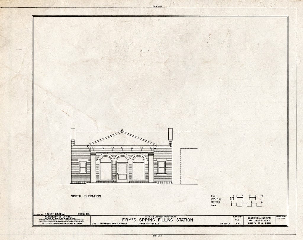 Blueprint HABS VA,2-Char,17- (Sheet 3 of 4) - Fry's Spring Filling Station, 2115 Jefferson Park Avenue, Charlottesville, Charlottesville, VA