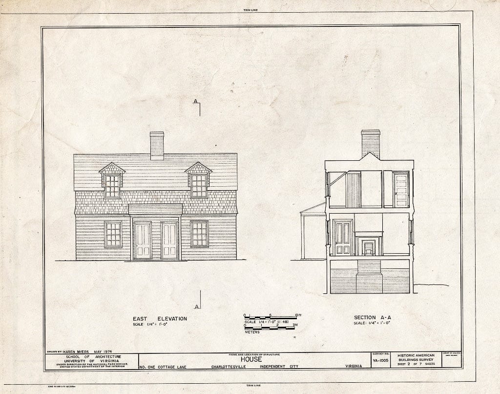Blueprint HABS VA,2-Char,4A- (Sheet 2 of 7) - 1 Cottage Lane (House), Charlottesville, Charlottesville, VA