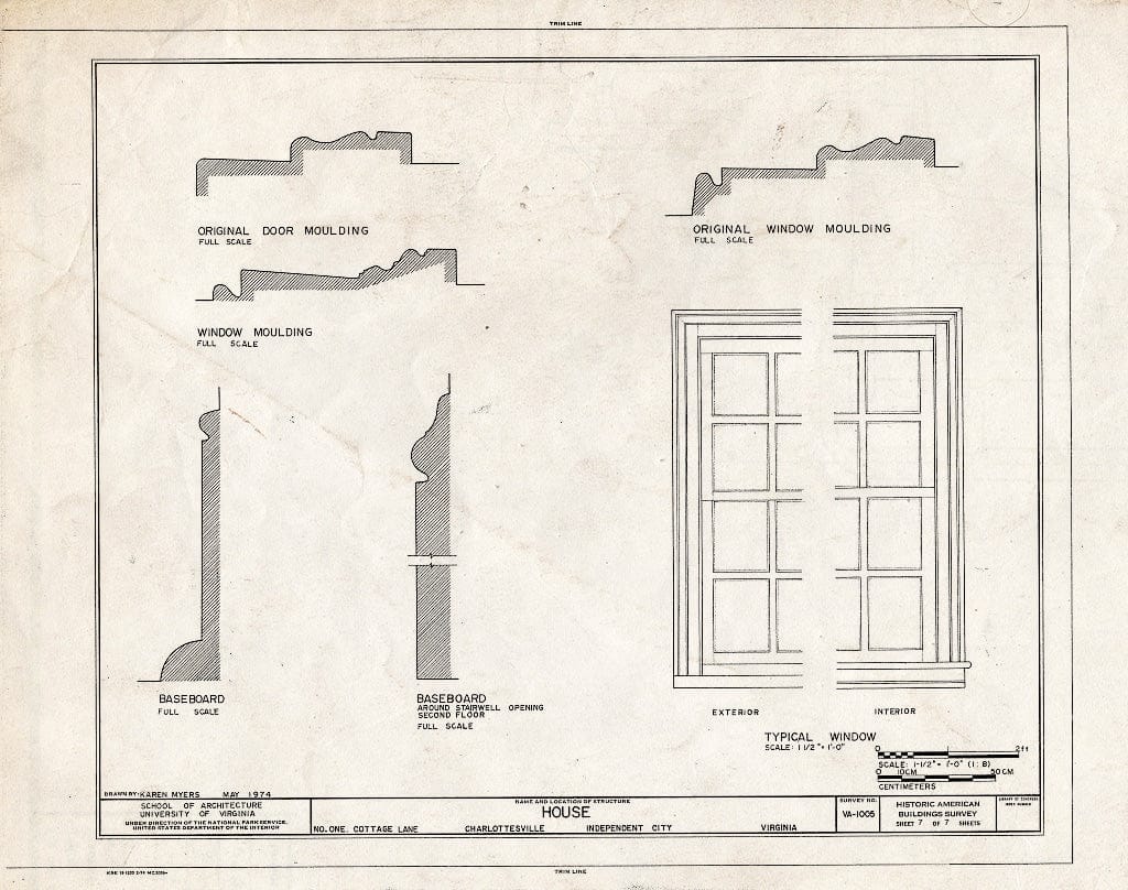 Blueprint HABS VA,2-Char,4A- (Sheet 7 of 7) - 1 Cottage Lane (House), Charlottesville, Charlottesville, VA
