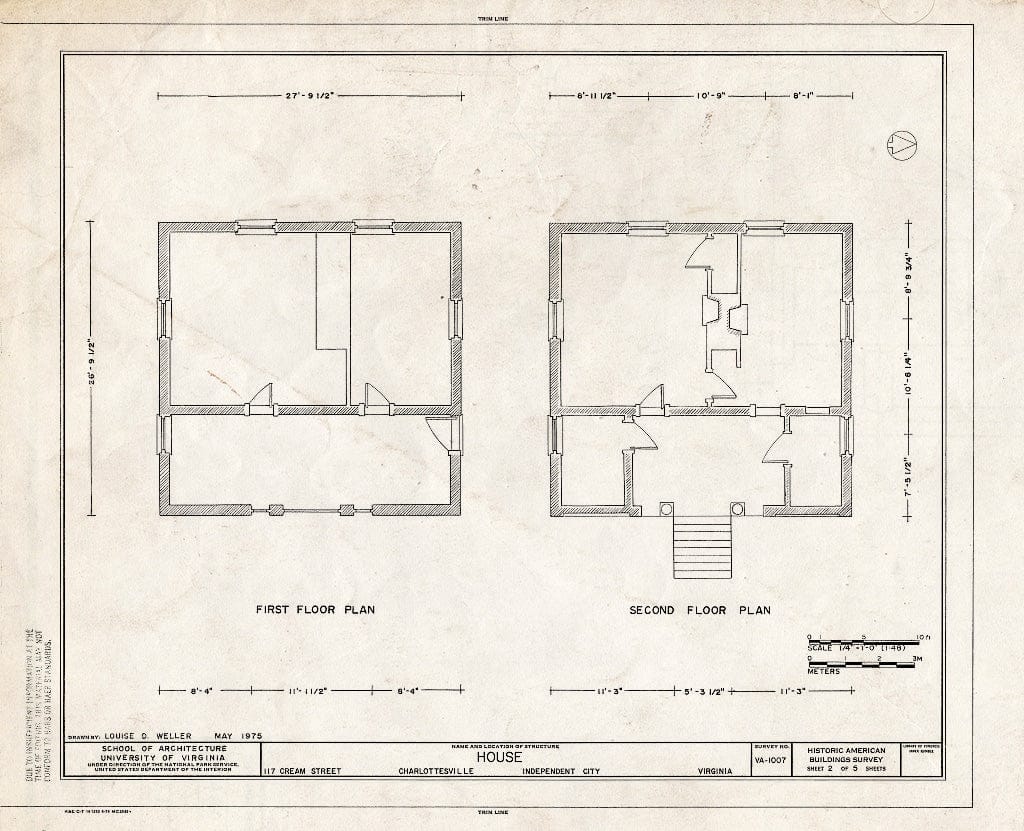 Blueprint HABS VA,2-Char,16- (Sheet 2 of 5) - 117 Cream Street (House), Charlottesville, Charlottesville, VA