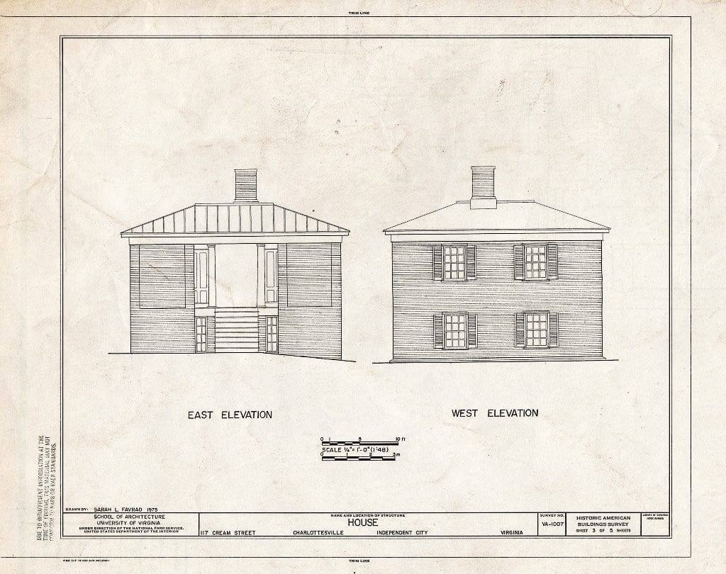 Blueprint HABS VA,2-Char,16- (Sheet 3 of 5) - 117 Cream Street (House), Charlottesville, Charlottesville, VA