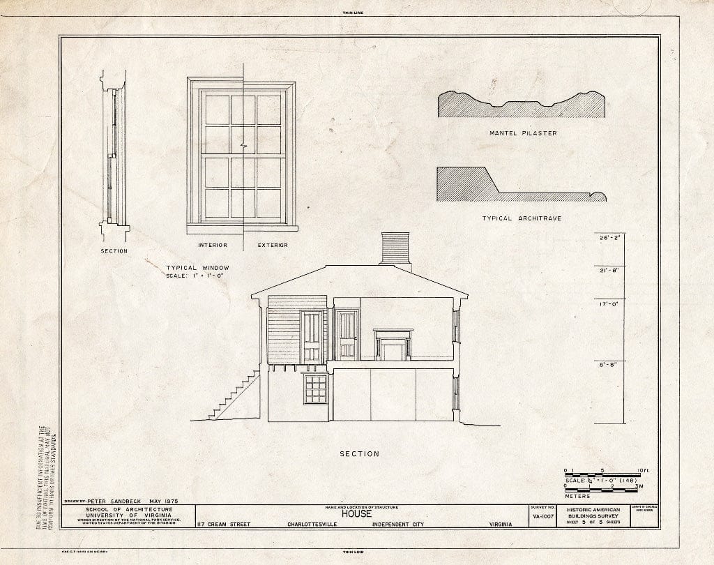 Blueprint HABS VA,2-Char,16- (Sheet 5 of 5) - 117 Cream Street (House), Charlottesville, Charlottesville, VA