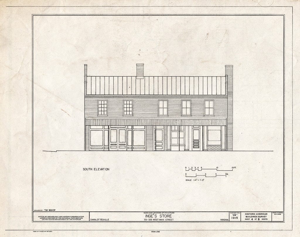 Blueprint HABS VA,2-Char,15- (Sheet 4 of 8) - Inge's Store, 331-333 Main Street, Charlottesville, Charlottesville, VA