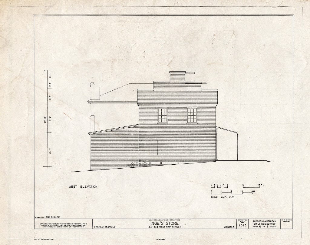 Blueprint HABS VA,2-Char,15- (Sheet 6 of 8) - Inge's Store, 331-333 Main Street, Charlottesville, Charlottesville, VA