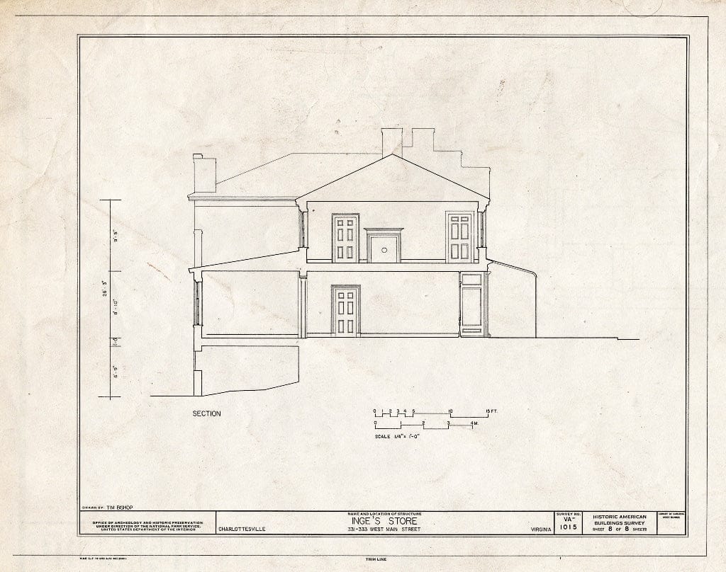 Blueprint HABS VA,2-Char,15- (Sheet 8 of 8) - Inge's Store, 331-333 Main Street, Charlottesville, Charlottesville, VA