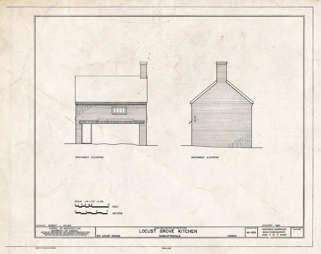Blueprint HABS VA,2-Char,19A- (Sheet 3 of 6) - Locust Grove Kitchen, 810 Locust Avenue, Charlottesville, Charlottesville, VA