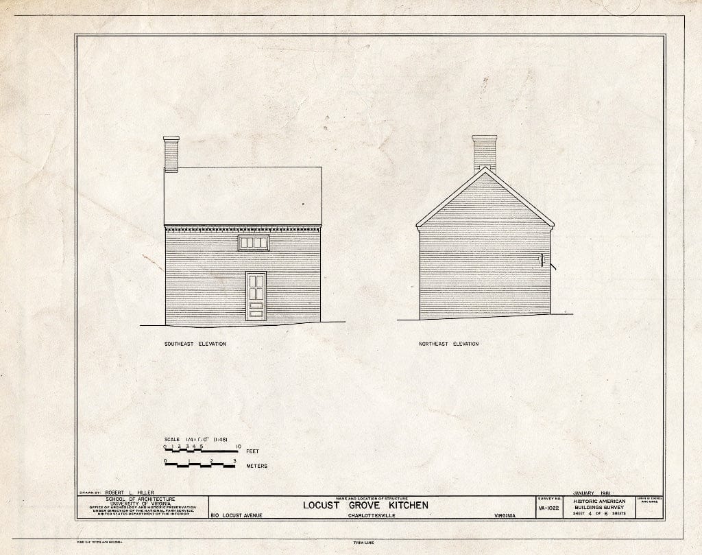 Blueprint HABS VA,2-Char,19A- (Sheet 4 of 6) - Locust Grove Kitchen, 810 Locust Avenue, Charlottesville, Charlottesville, VA