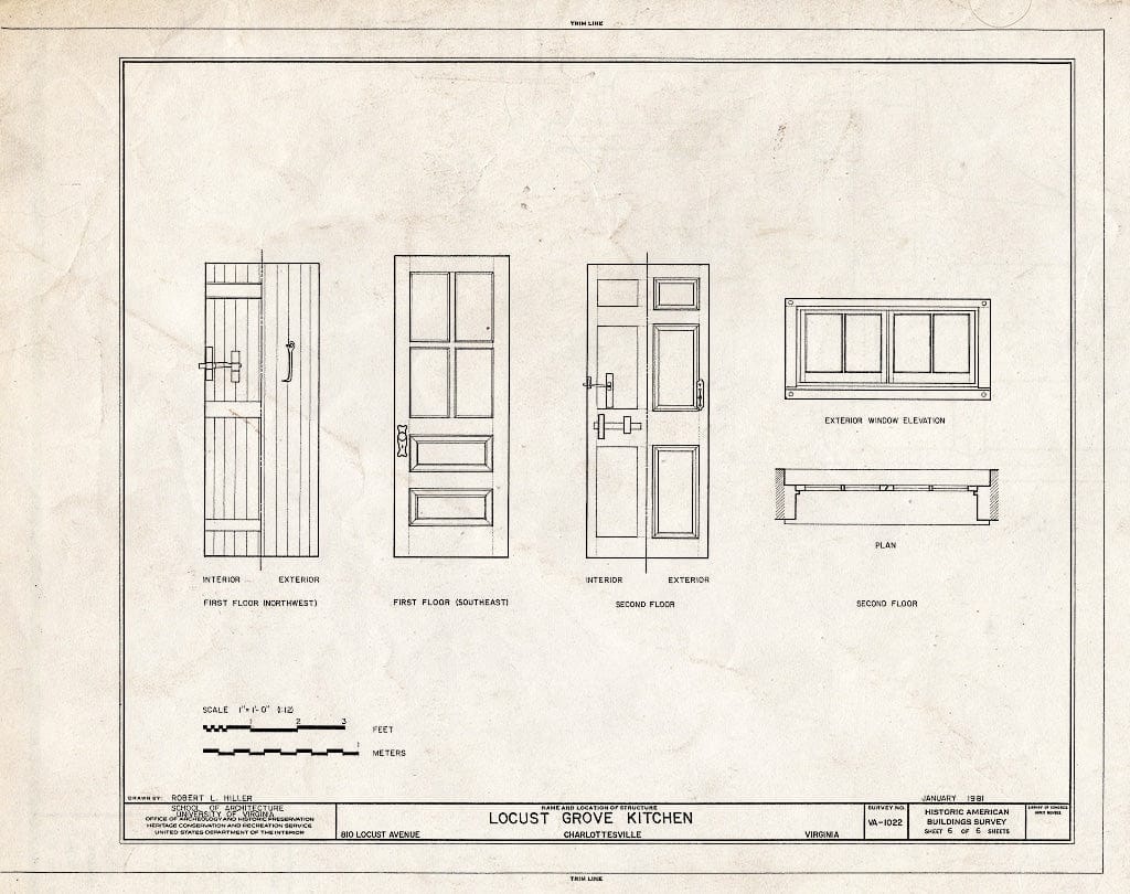 Blueprint HABS VA,2-Char,19A- (Sheet 6 of 6) - Locust Grove Kitchen, 810 Locust Avenue, Charlottesville, Charlottesville, VA