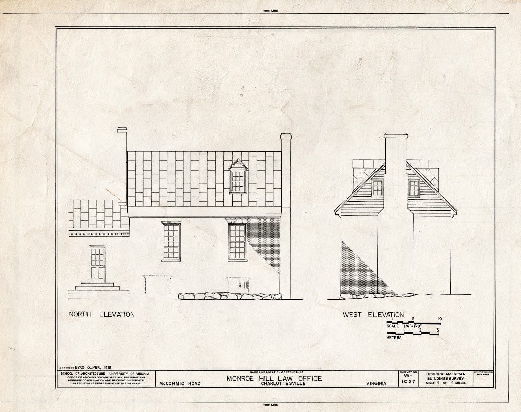 Blueprint HABS VA,2-Char,8A- (Sheet 4 of 4) - Monroe Hill Law Office, McCormick Road, University of Virginia, Charlottesville, Charlottesville, VA