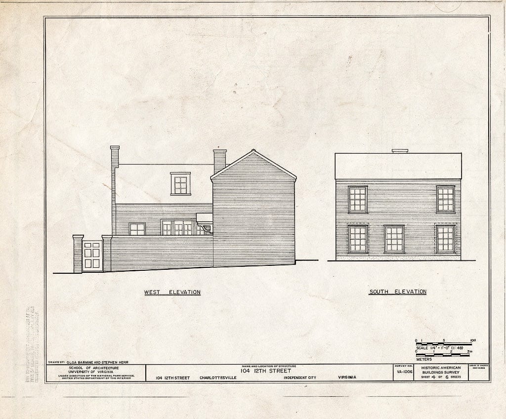 Blueprint HABS VA,2-Char,12A- (Sheet 4 of 6) - 104 Twelfth Street (Outbuilding), Charlottesville, Charlottesville, VA