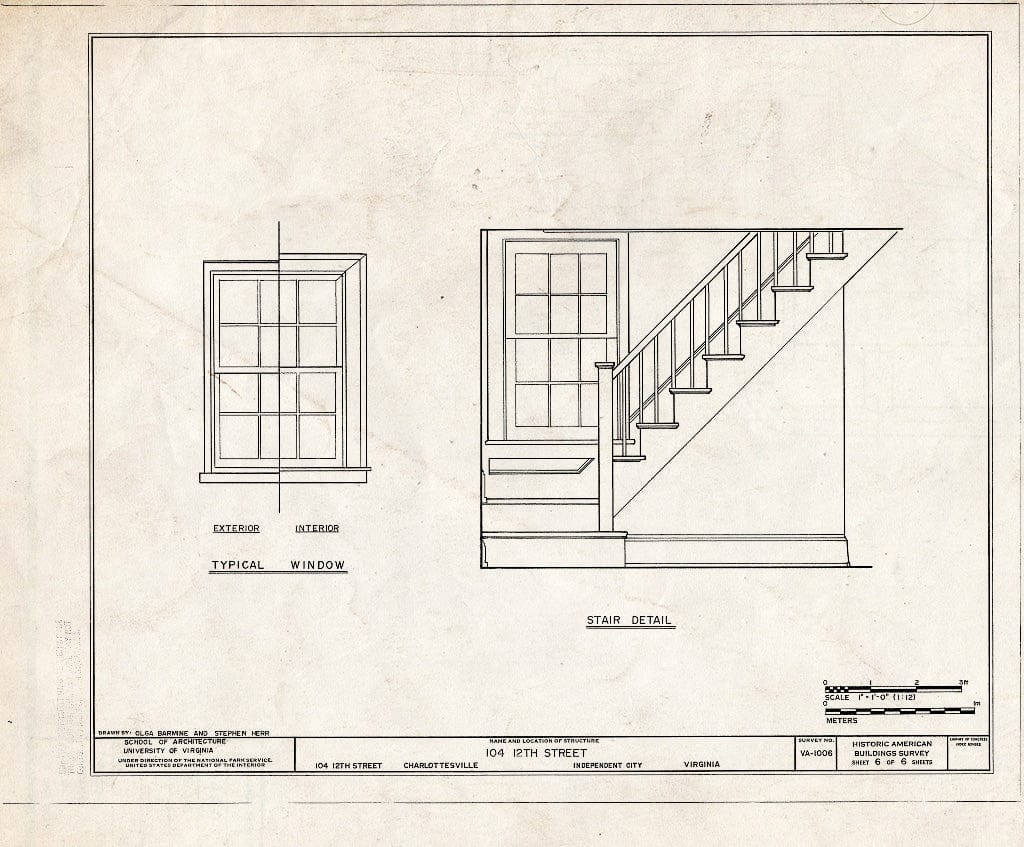 Blueprint HABS VA,2-Char,12A- (Sheet 6 of 6) - 104 Twelfth Street (Outbuilding), Charlottesville, Charlottesville, VA