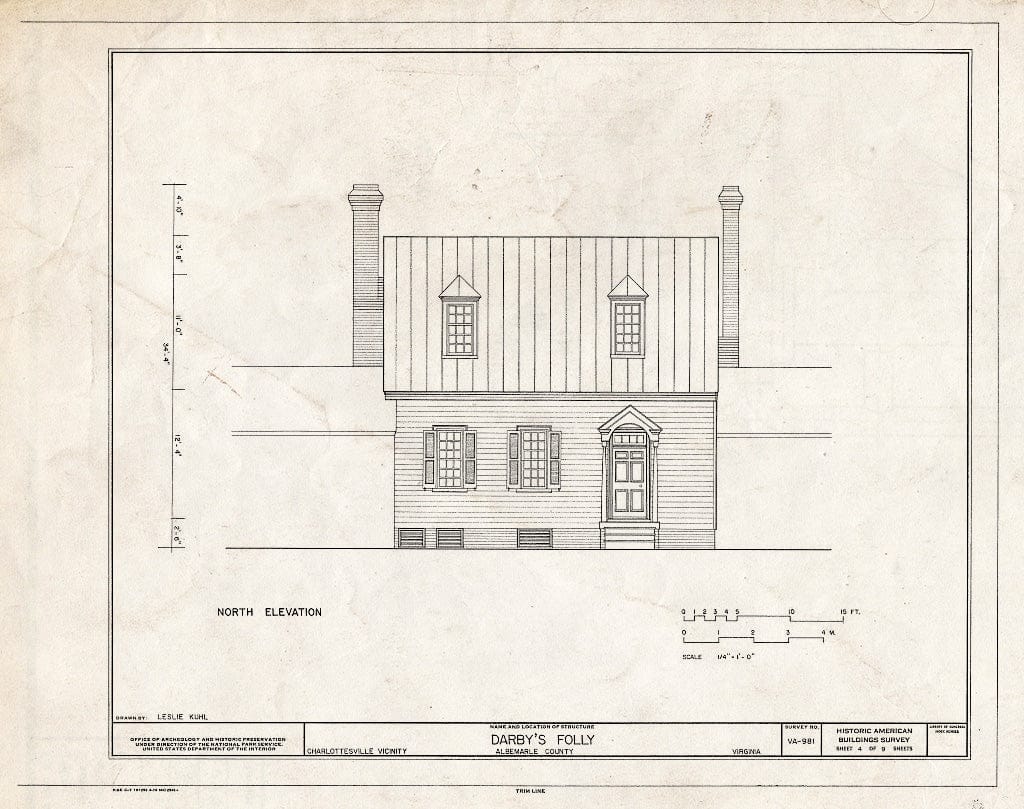 Blueprint North Elevation - Darby's Folly, Barracks Road (State Route 658), Charlottesville, Charlottesville, VA