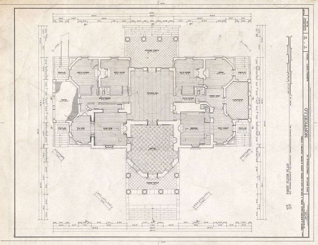 Blueprint HABS VA,2-Char.V,1- (Sheet 3 of 32) - Monticello, State Route 53 Vicinity, Charlottesville, Charlottesville, VA
