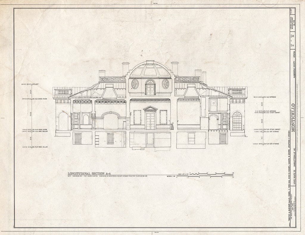 Blueprint HABS VA,2-Char.V,1- (Sheet 21 of 32) - Monticello, State Route 53 Vicinity, Charlottesville, Charlottesville, VA
