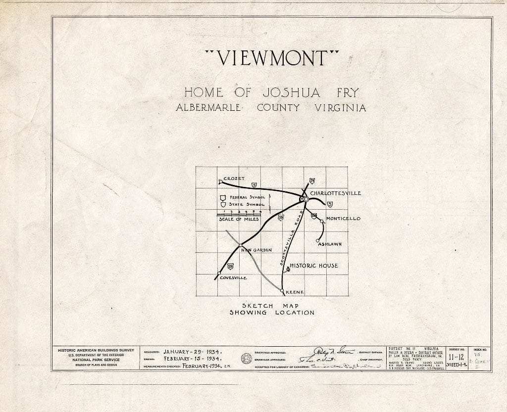 Blueprint HABS VA,2-Char.V,2- (Sheet 0 of 4) - Viewmont, State Routes 20 & 712 Vicinity, Charlottesville, Charlottesville, VA