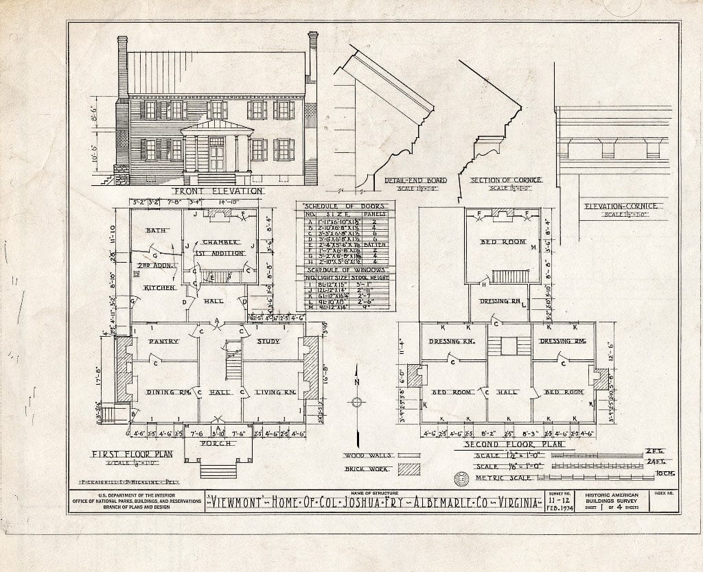 Blueprint HABS VA,2-Char.V,2- (Sheet 1 of 4) - Viewmont, State Routes 20 & 712 Vicinity, Charlottesville, Charlottesville, VA