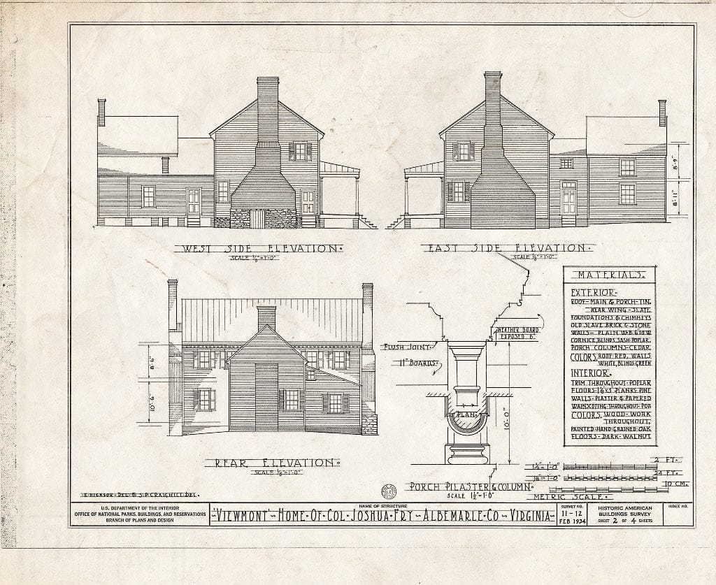 Blueprint HABS VA,2-Char.V,2- (Sheet 2 of 4) - Viewmont, State Routes 20 & 712 Vicinity, Charlottesville, Charlottesville, VA